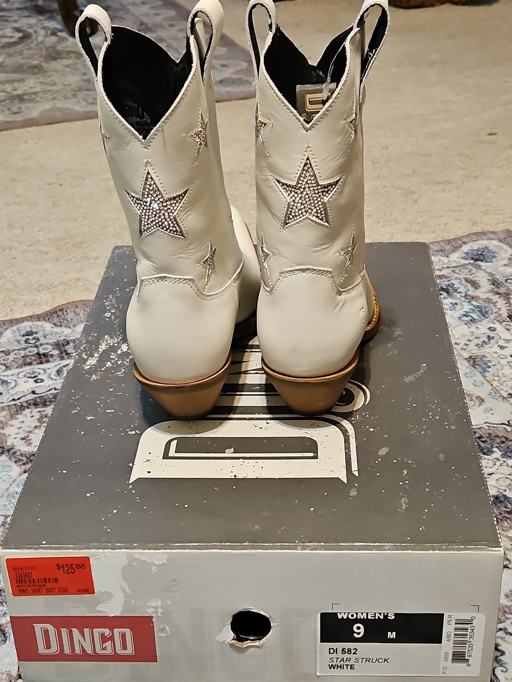 dingo Cream Western Star Studded Heeled Boots - Picture 7 of 13
